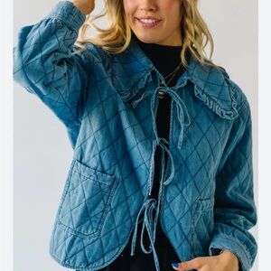 NWT Quilted Denim Collared Jacket